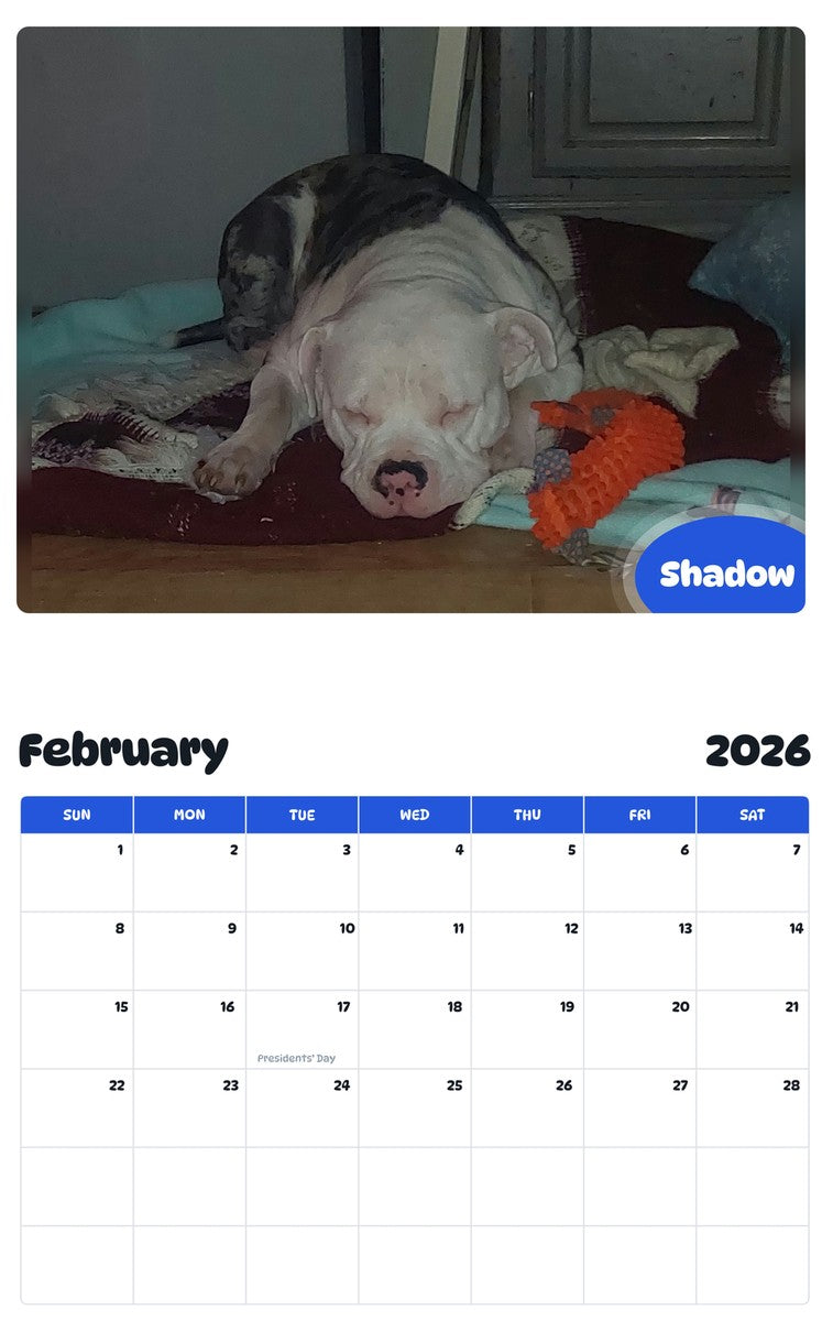 October 2025 - September 2026 Shadow - Pawidols Pet Calendar