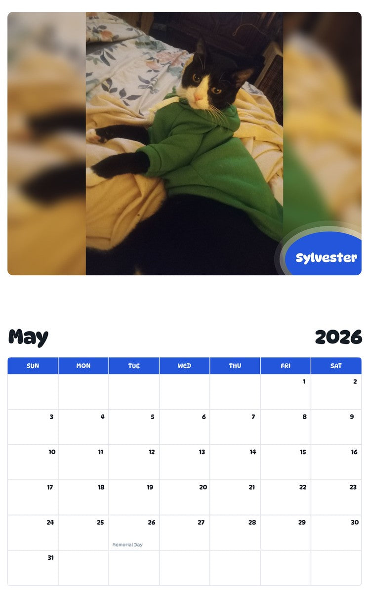 2026 - 2027 Sylvester - Pawidols Pet Calendar