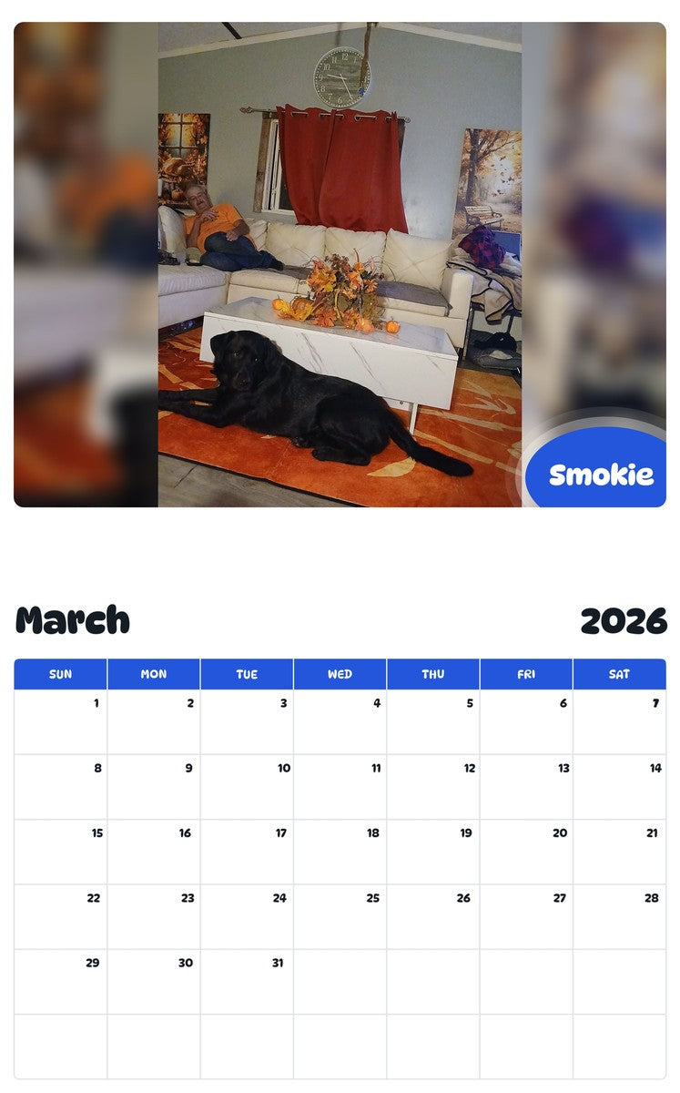 November 2025 - October 2026 Smokie - Pawidols Pet Calendar