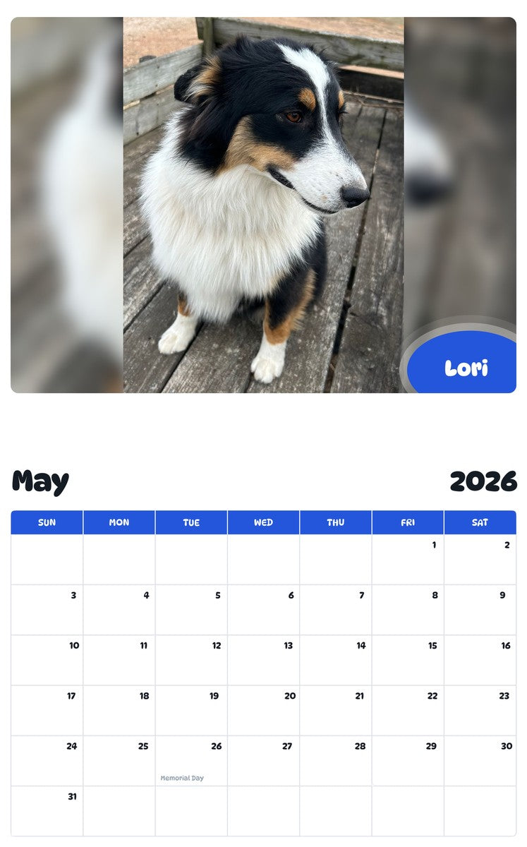 2026 - 2027 Lori - Pawidols Pet Calendar