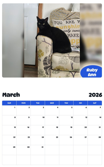 November 2025 - October 2026 Ruby Ann - Pawidols Pet Calendar