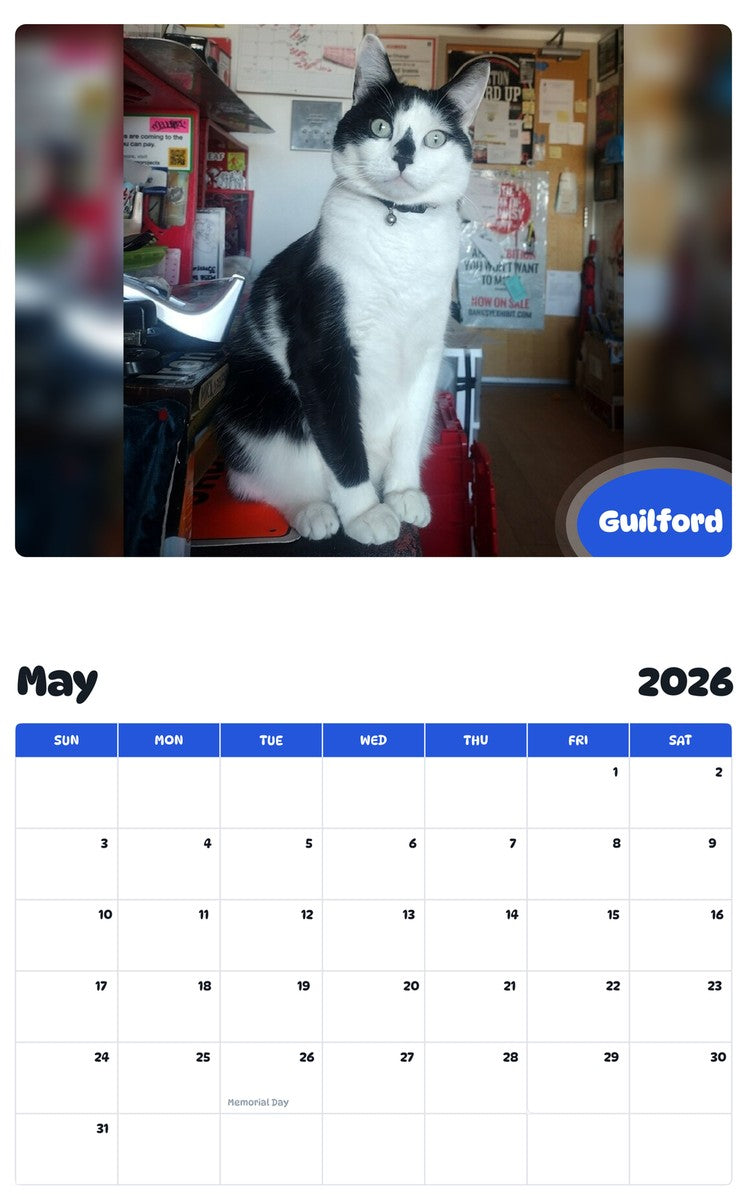 2026 - 2027 Guilford - Pawidols Pet Calendar
