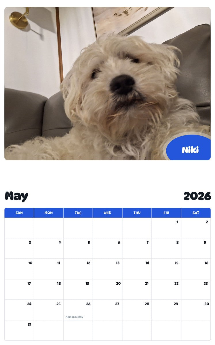 2026 - 2027 Niki - Pawidols Pet Calendar