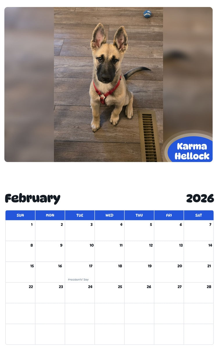 October 2025 - September 2026 Karma Hellock - Pawidols Pet Calendar