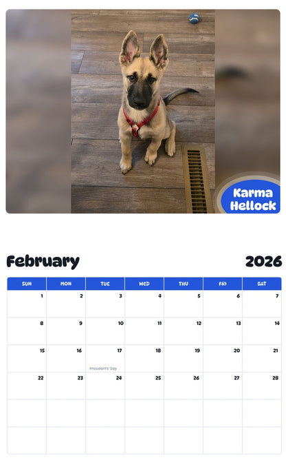 October 2025 - September 2026 Karma Hellock - Pawidols Pet Calendar