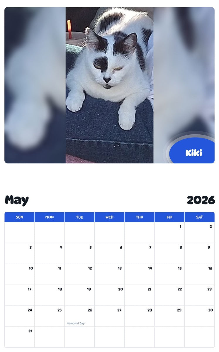 2026 - 2027 Kiki - Pawidols Pet Calendar
