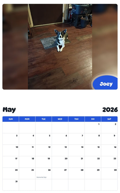 2026 - 2027 Joey - Pawidols Pet Calendar