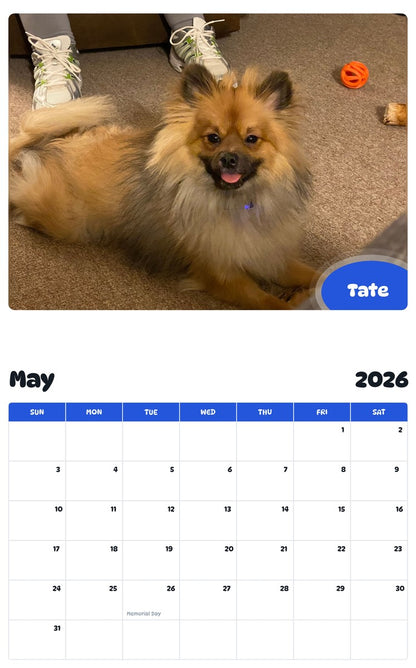 2026 - 2027 Tate - Pawidols Pet Calendar