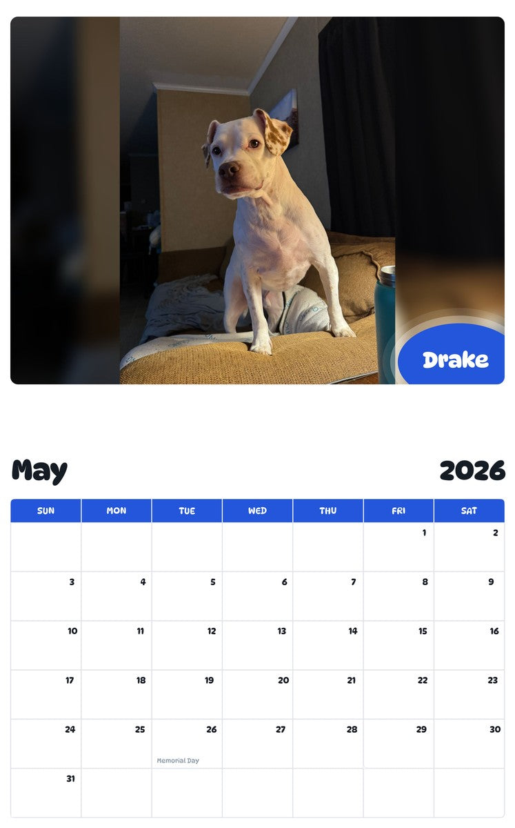 2026 - 2027 Drake - Pawidols Pet Calendar