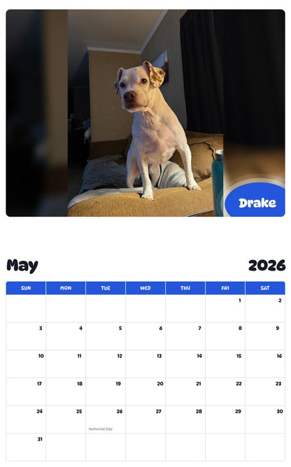 2026 - 2027 Drake - Pawidols Pet Calendar