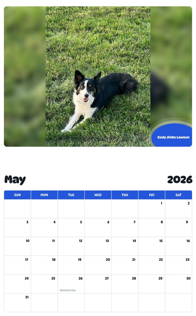 2026 - 2027 Cody Jinks Lawson - Pawidols Pet Calendar
