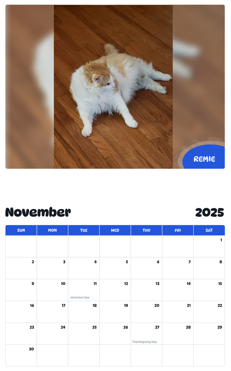July 2025 - June 2026 Remie - Pawidols Pet Calendar
