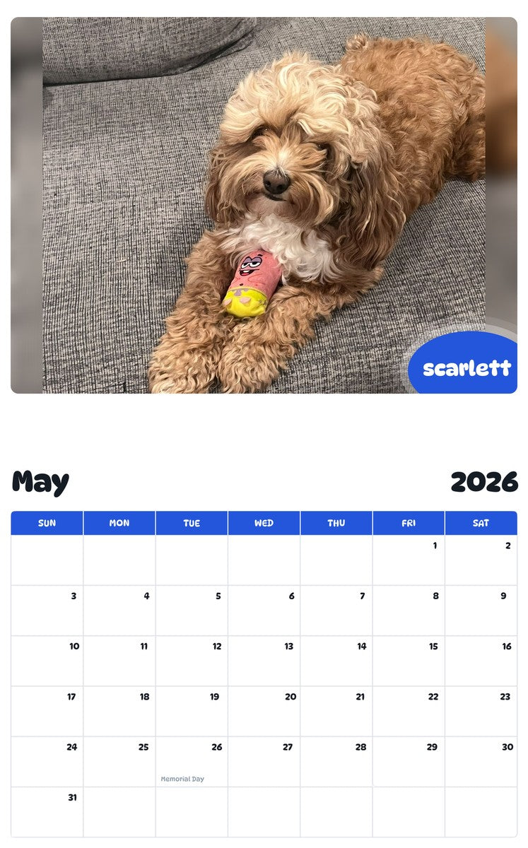 2026 - 2027 scarlett - Pawidols Pet Calendar