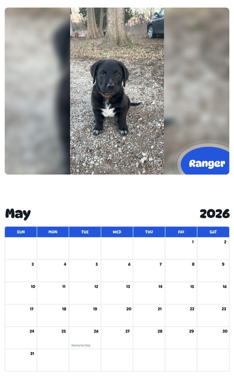2026 - 2027 Ranger - Pawidols Pet Calendar