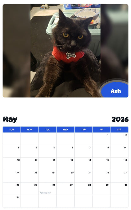 2026 - 2027 Ash - Pawidols Pet Calendar