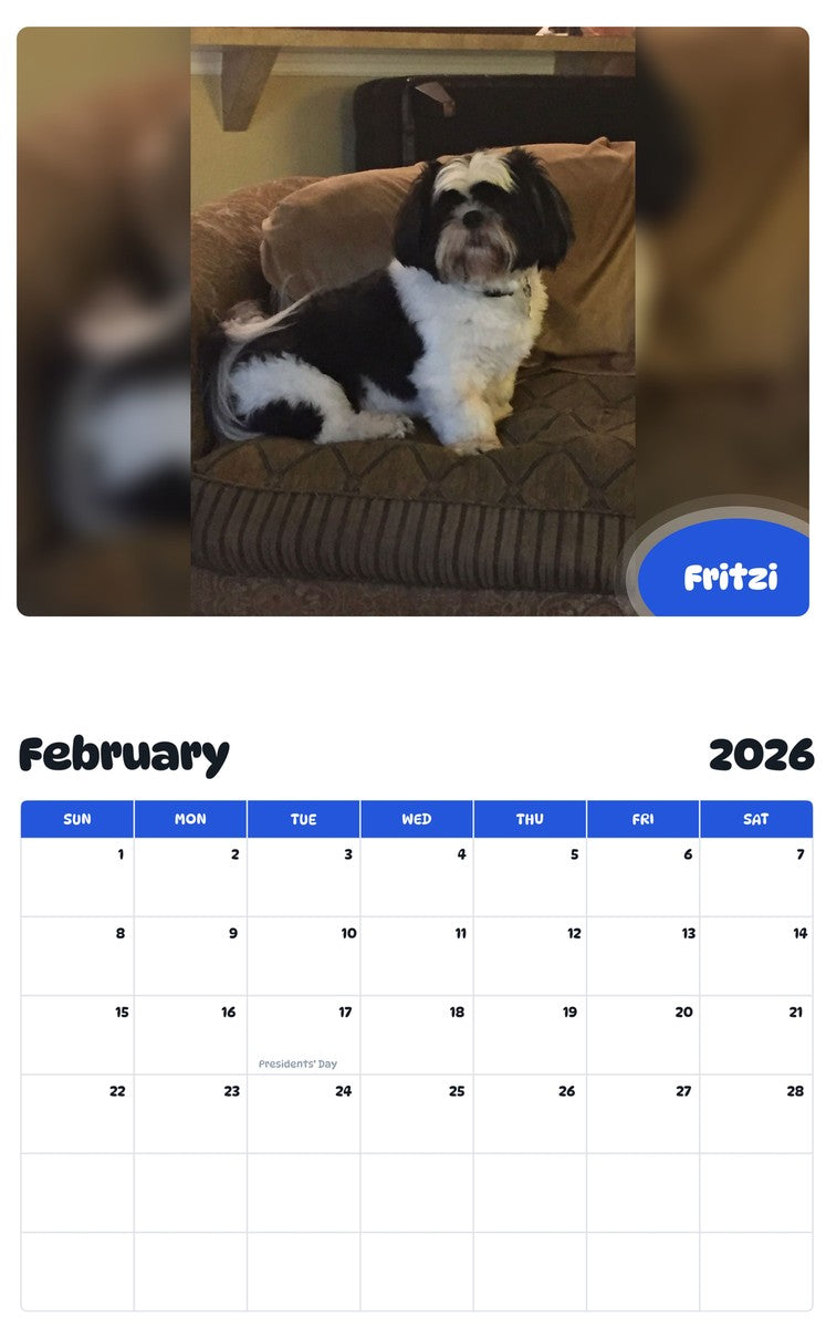 October 2025 - September 2026 Fritzi - Pawidols Pet Calendar