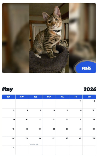2026 - 2027 Maki - Pawidols Pet Calendar