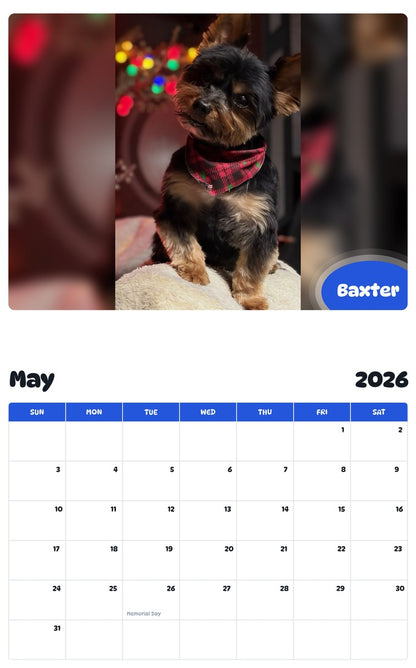 2026 - 2027 Baxter - Pawidols Pet Calendar