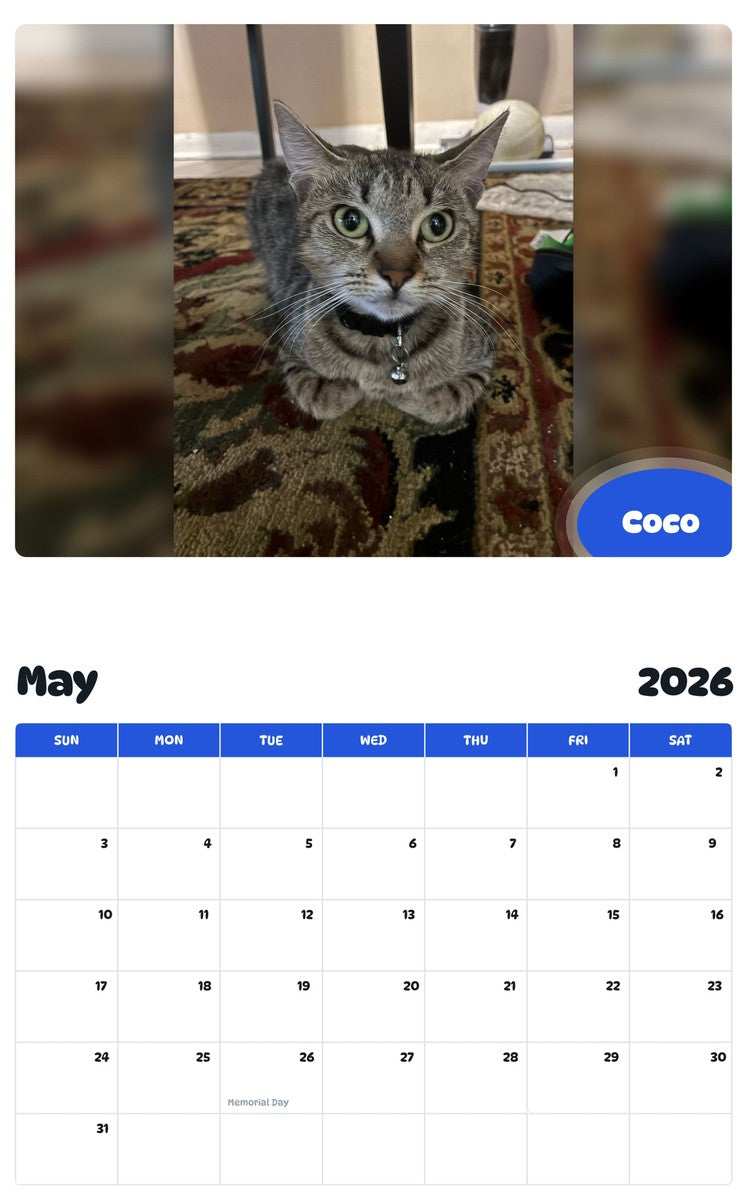 2026 - 2027 Coco - Pawidols Pet Calendar