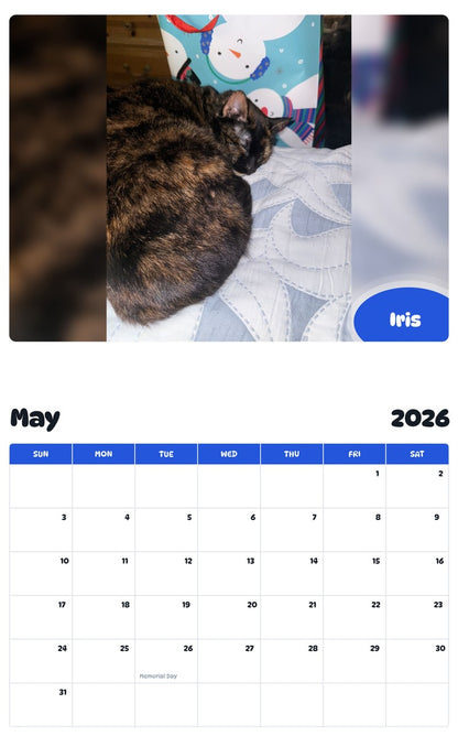 2026 - 2027 Iris - Pawidols Pet Calendar