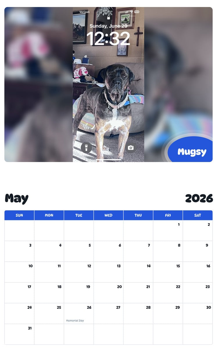2026 - 2027 Mugsy - Pawidols Pet Calendar