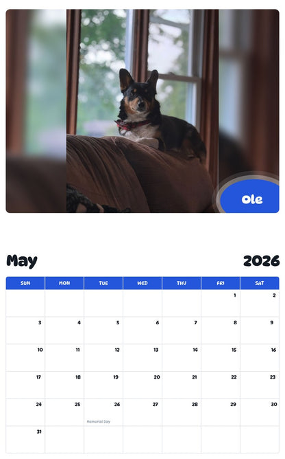2026 - 2027 Ole - Pawidols Pet Calendar