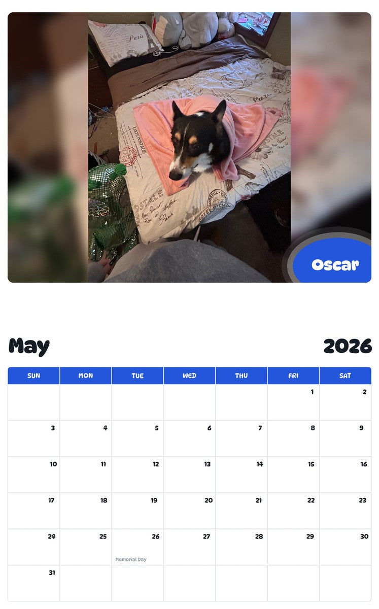 2026 - 2027 Oscar - Pawidols Pet Calendar