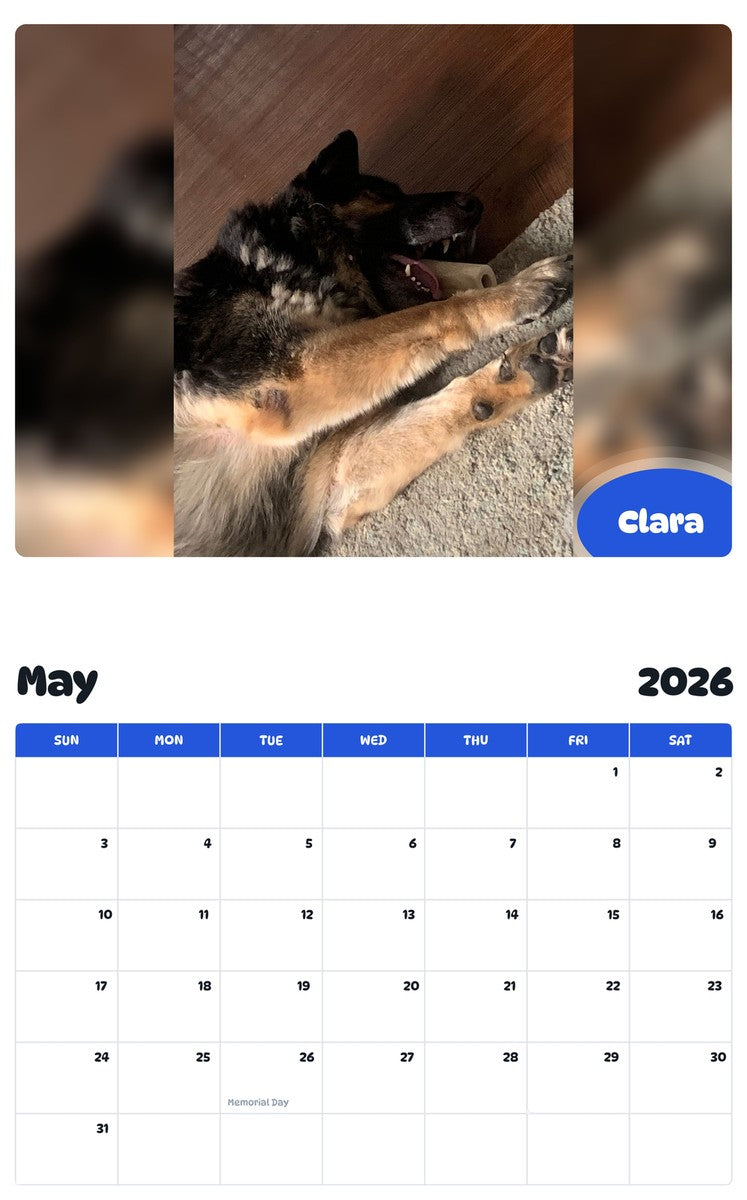 2026 - 2027 Clara - Pawidols Pet Calendar