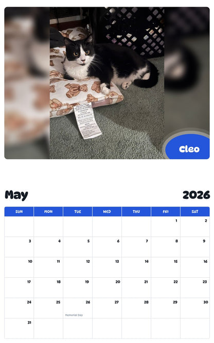 2026 - 2027 Cleo - Pawidols Pet Calendar