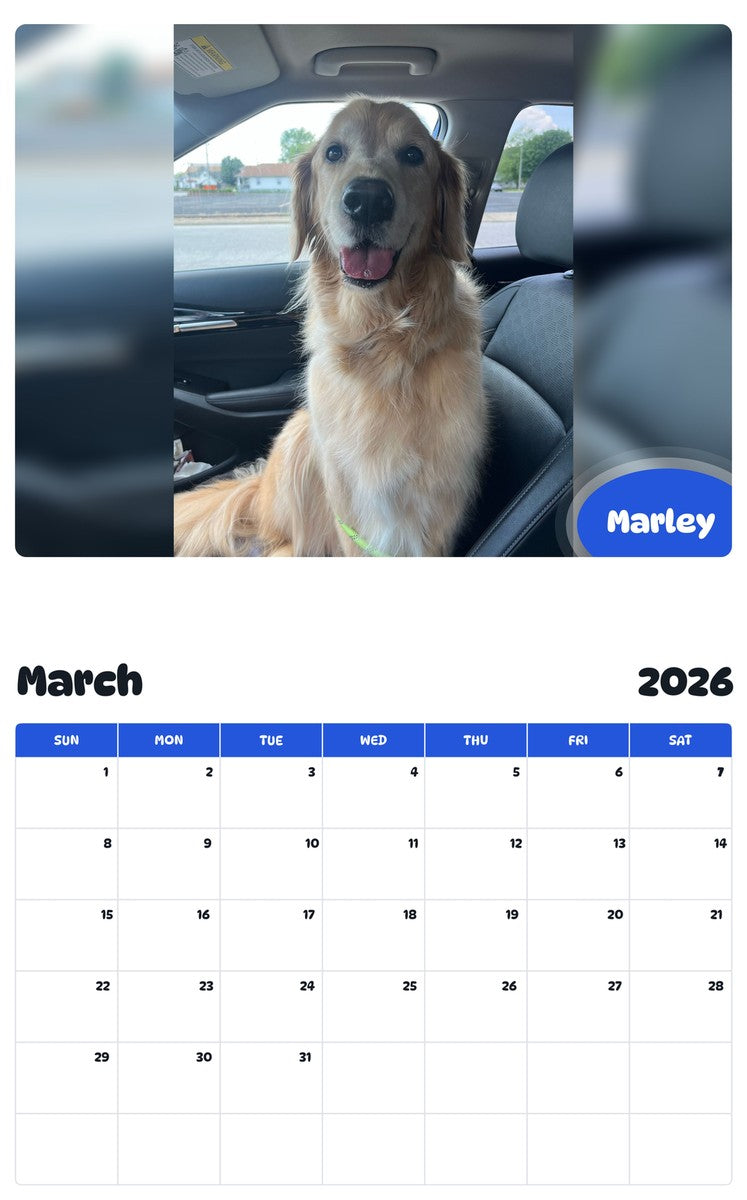 November 2025 - October 2026 Marley - Pawidols Pet Calendar