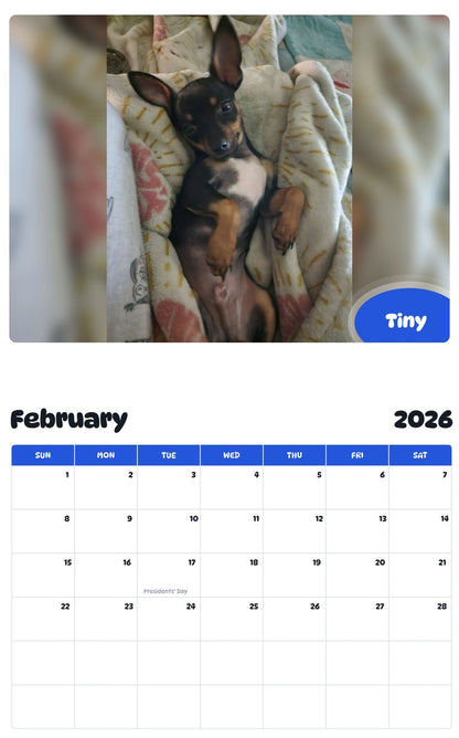 October 2025 - September 2026 Tiny - Pawidols Pet Calendar