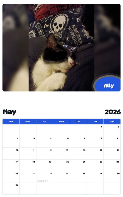 2026 - 2027 Ally - Pawidols Pet Calendar