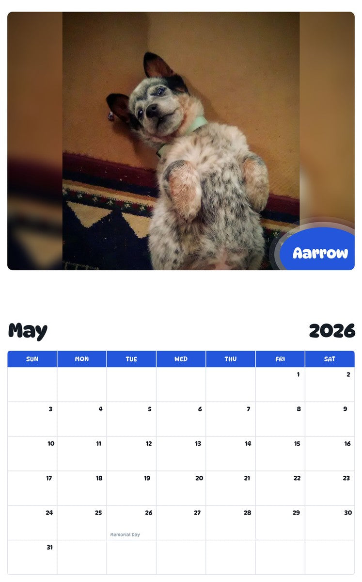 2026 - 2027 Aarrow - Pawidols Pet Calendar