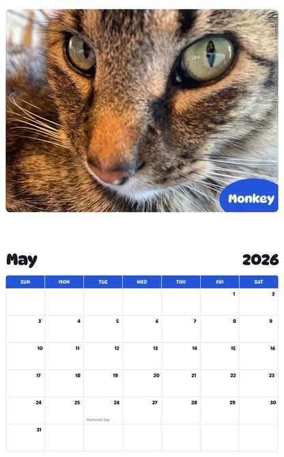 2026 - 2027 Monkey - Pawidols Pet Calendar