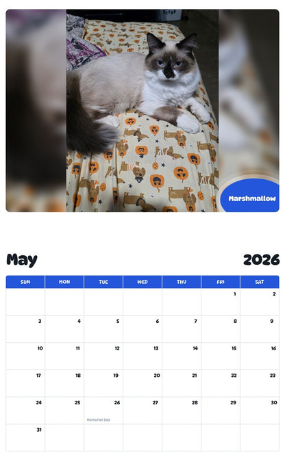 2026 - 2027 Marshmallow - Pawidols Pet Calendar