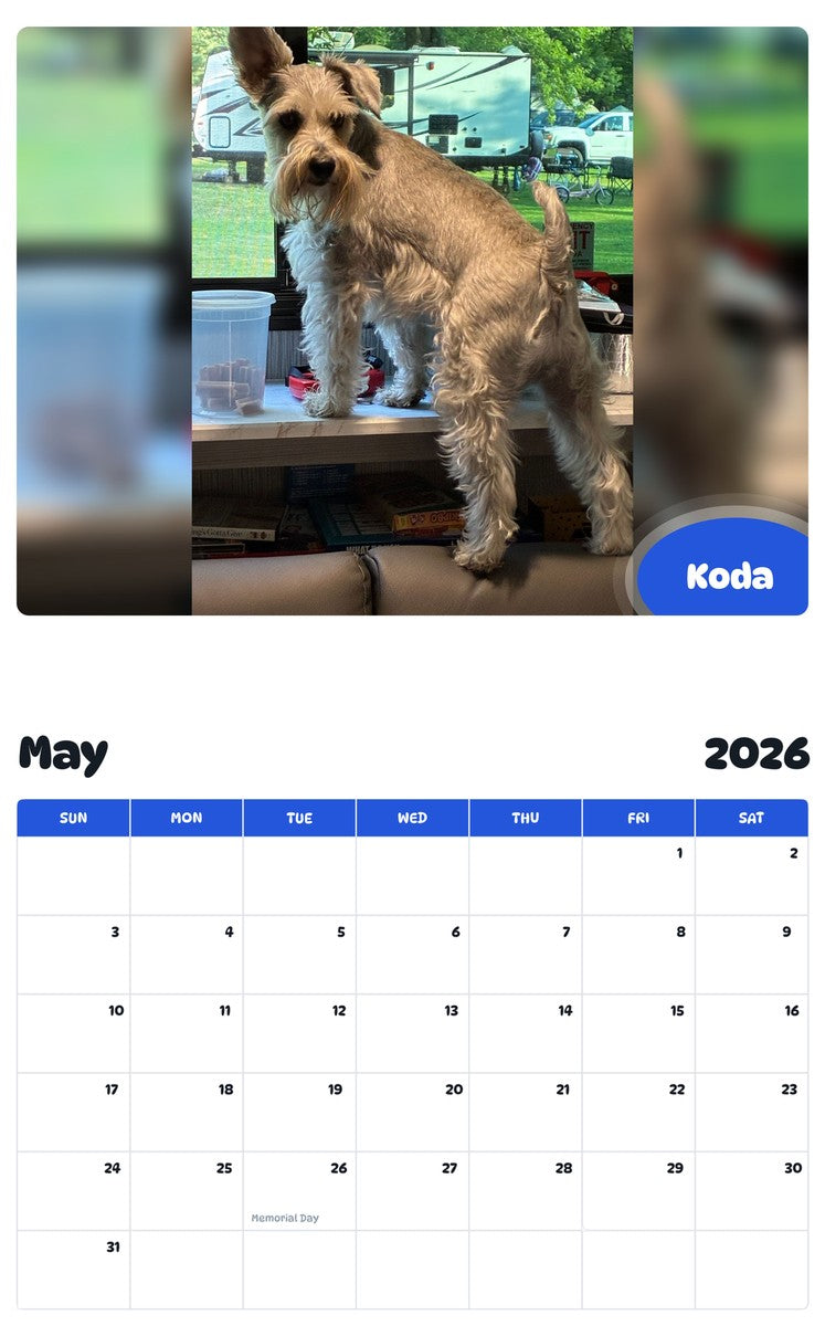 2026 - 2027 Koda - Pawidols Pet Calendar