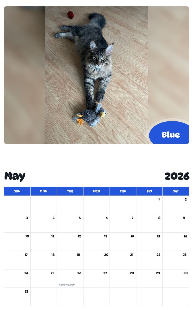 2026 - 2027 Blue - Pawidols Pet Calendar