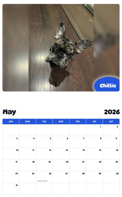 2026 - 2027 Chillie - Pawidols Pet Calendar