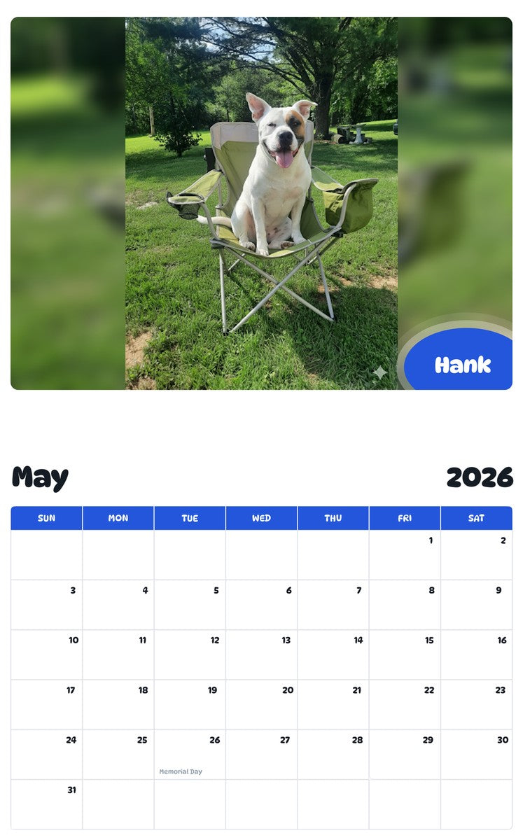 2026 - 2027 Hank - Pawidols Pet Calendar
