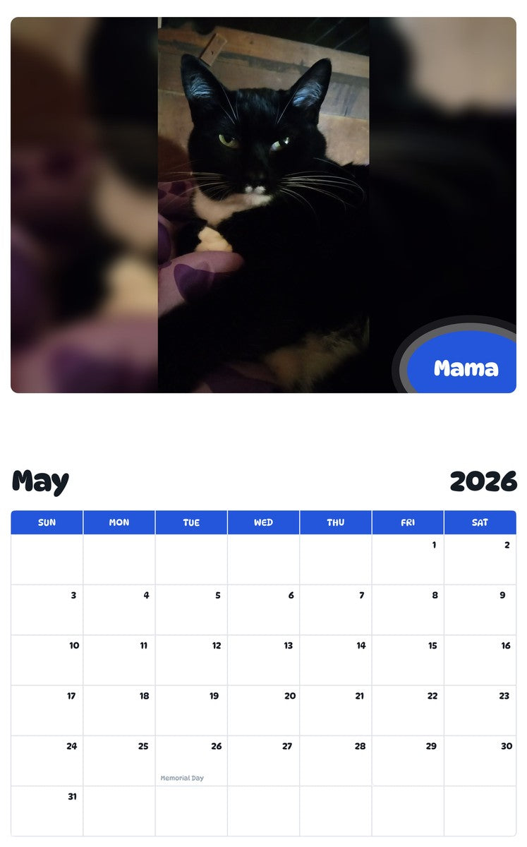 2026 - 2027 Mama - Pawidols Pet Calendar