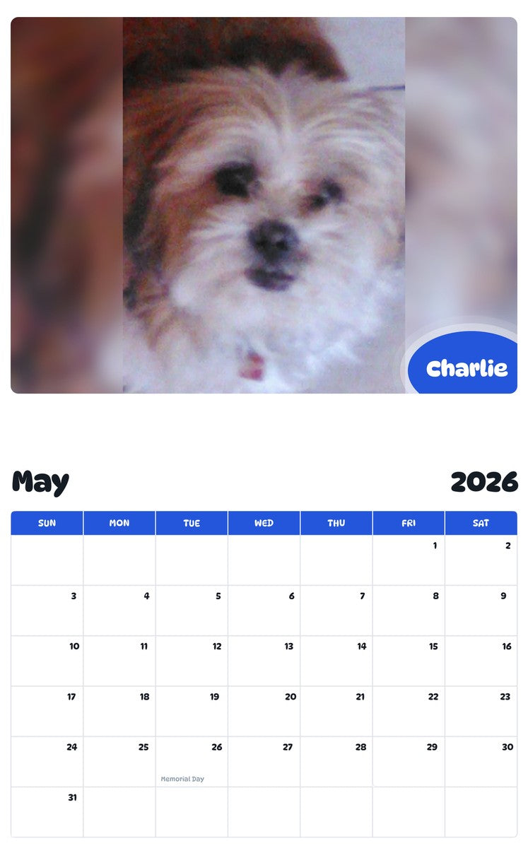 2026 - 2027 Charlie - Pawidols Pet Calendar