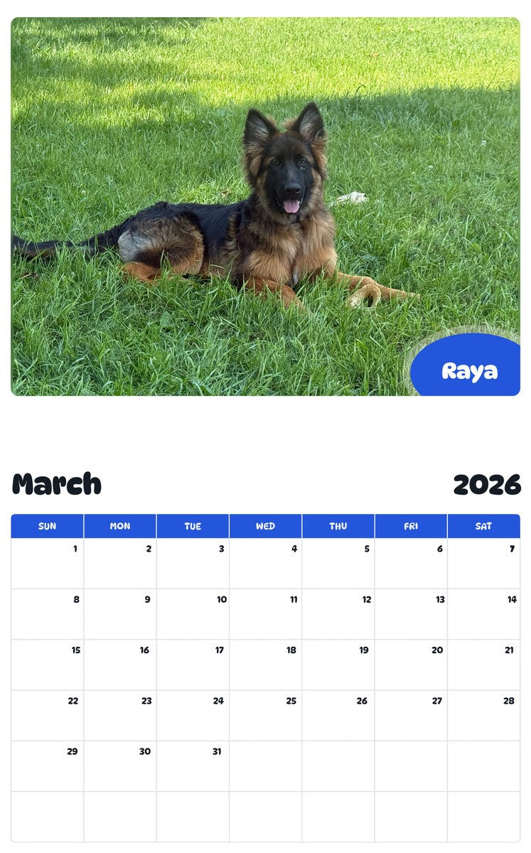 November 2025 - October 2026 Raya - Pawidols Pet Calendar