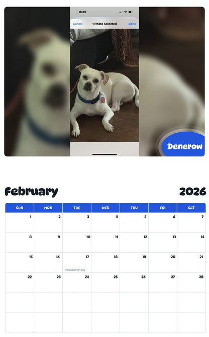 November 2025 - October 2026 Denerow - Pawidols Pet Calendar