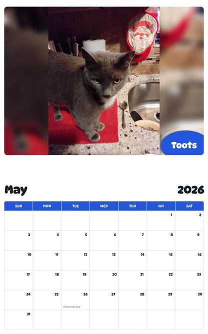 2026 - 2027 Toots - Pawidols Pet Calendar