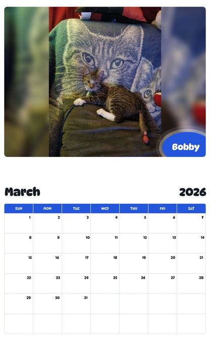 November 2025 - October 2026 Bobby - Pawidols Pet Calendar