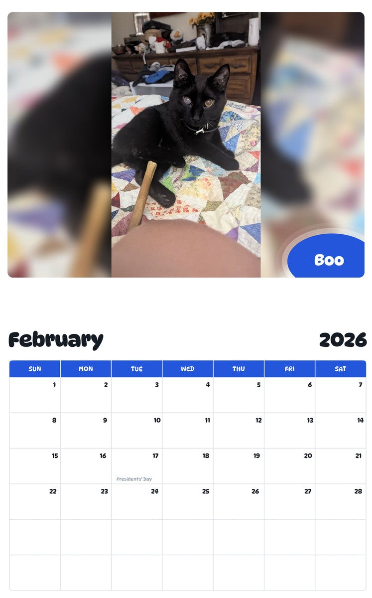 October 2025 - September 2026 Boo - Pawidols Pet Calendar