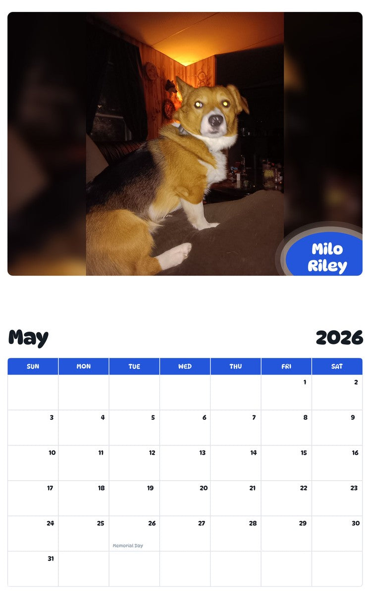 2026 - 2027 Milo Riley - Pawidols Pet Calendar