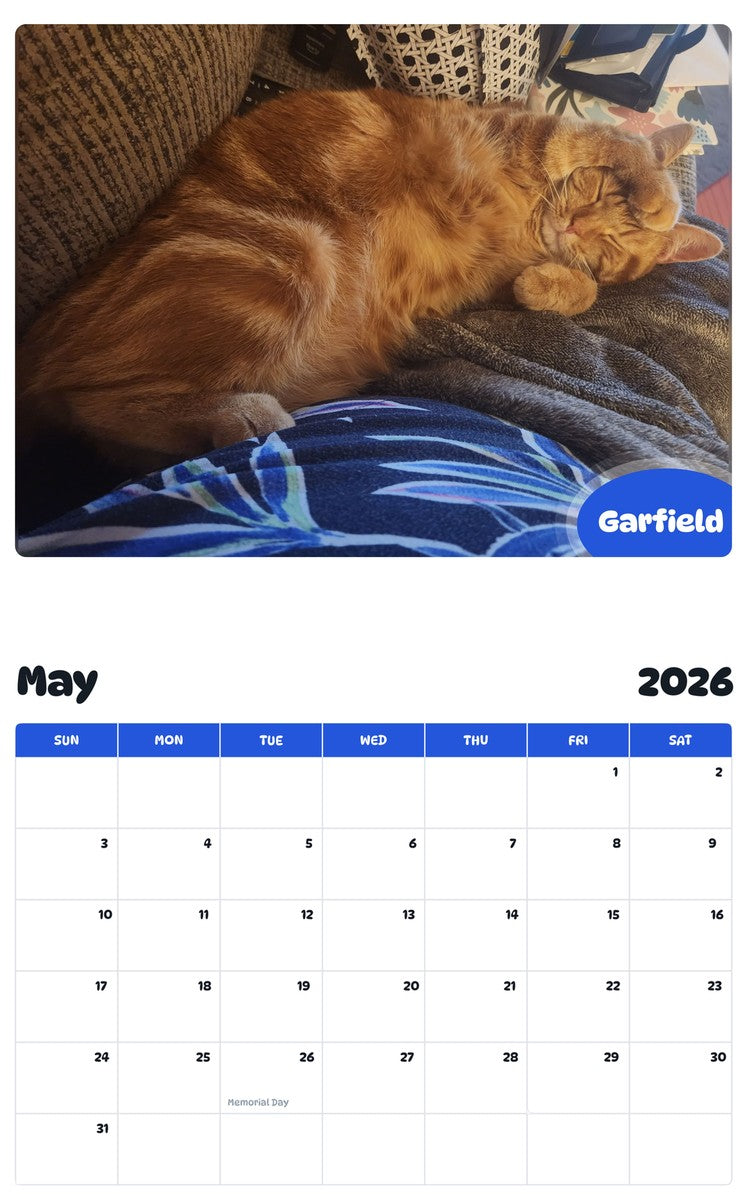 2026 - 2027 Garfield - Pawidols Pet Calendar