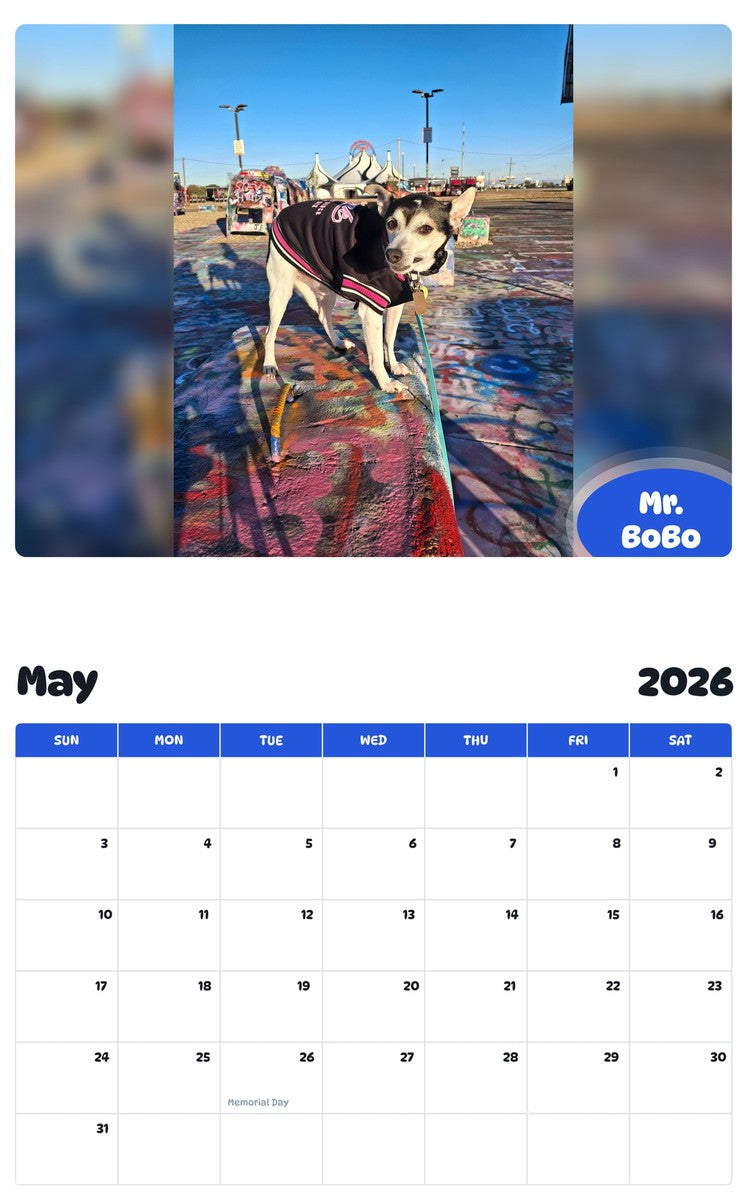 2026 - 2027 Mr. BoBo - Pawidols Pet Calendar