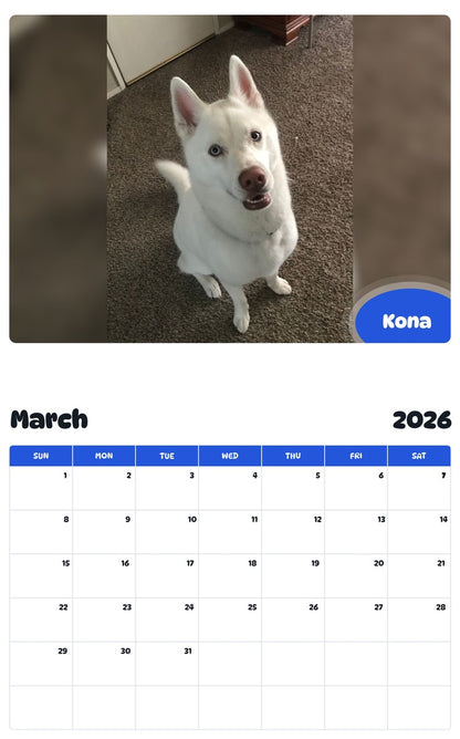 November 2025 - October 2026 Kona - Pawidols Pet Calendar